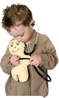 Boy with Spiked Hair Holding Teddy Bear